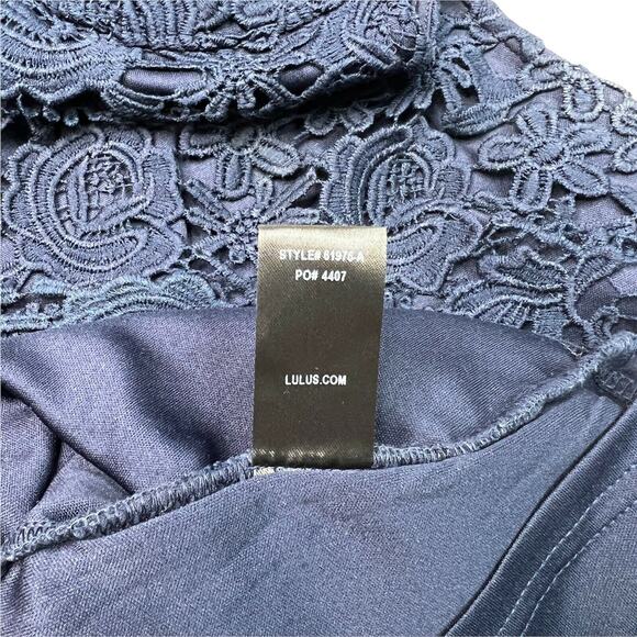 Lulu's Love Poem Lace Mini Dress Crochet Navy Blue Womens Size XS - Picture 10 of 10